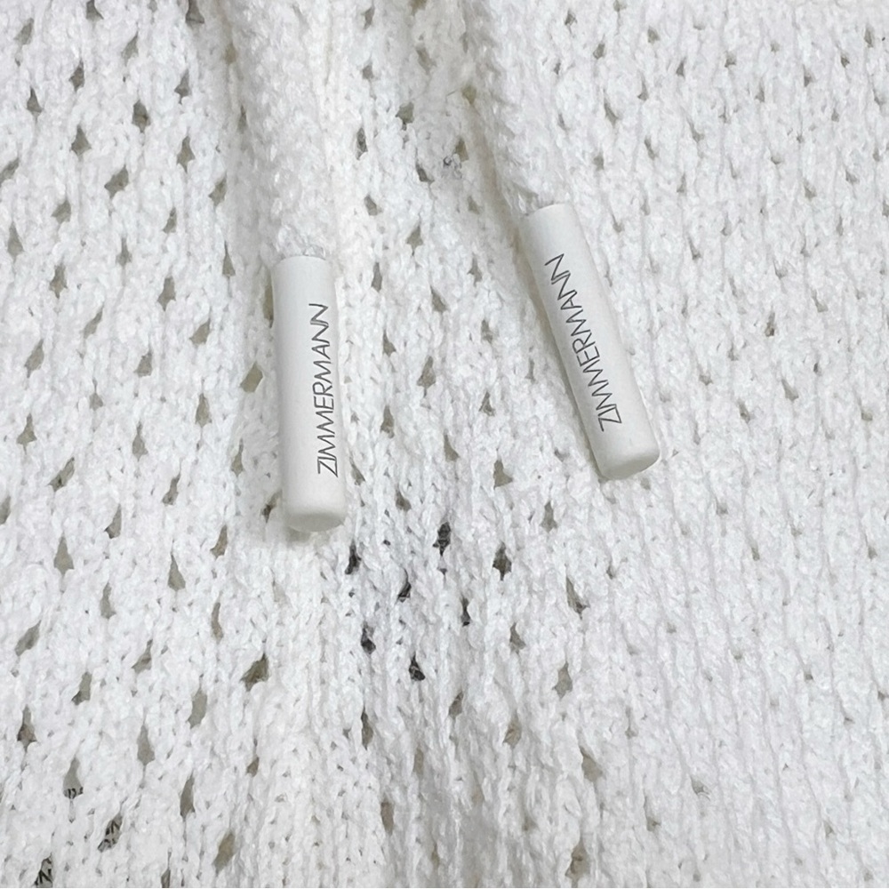 ZIMMERMANN Women’s Size 2/ US 8 White Raie Mesh Crochet-Knit Cotton Shorts - Picture 7 of 15